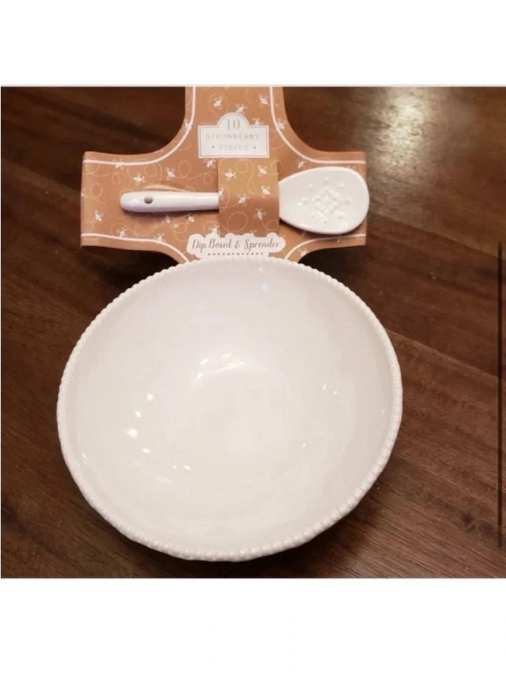 🆕- 10 Strawberry Street-Ceramic Dip Bowl and Spreader Set.